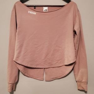 Gymshark Women's Long Sleeve Mauve Wide Neck Cut Out Workout Top Size XS